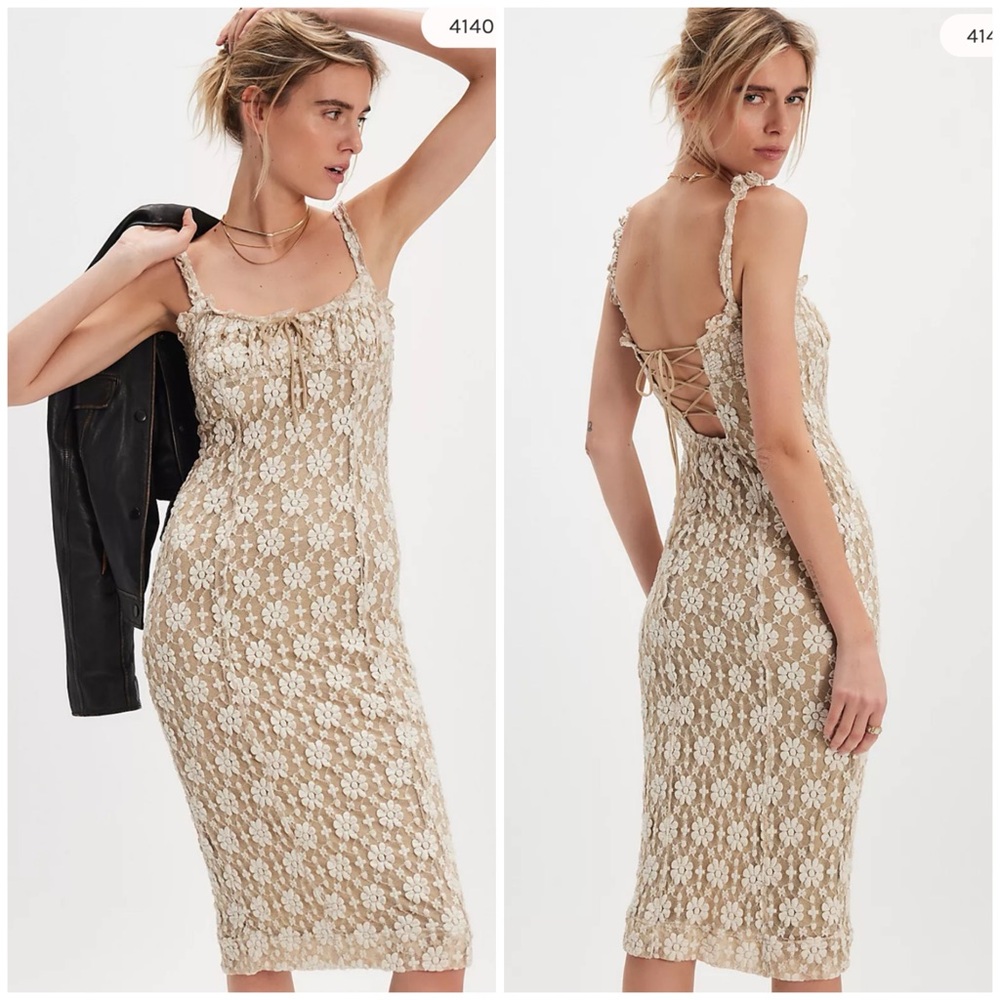 NWT free people Lucinda lace midi dress